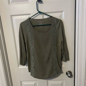Chico's Olive Lace Detail Women's Blouse